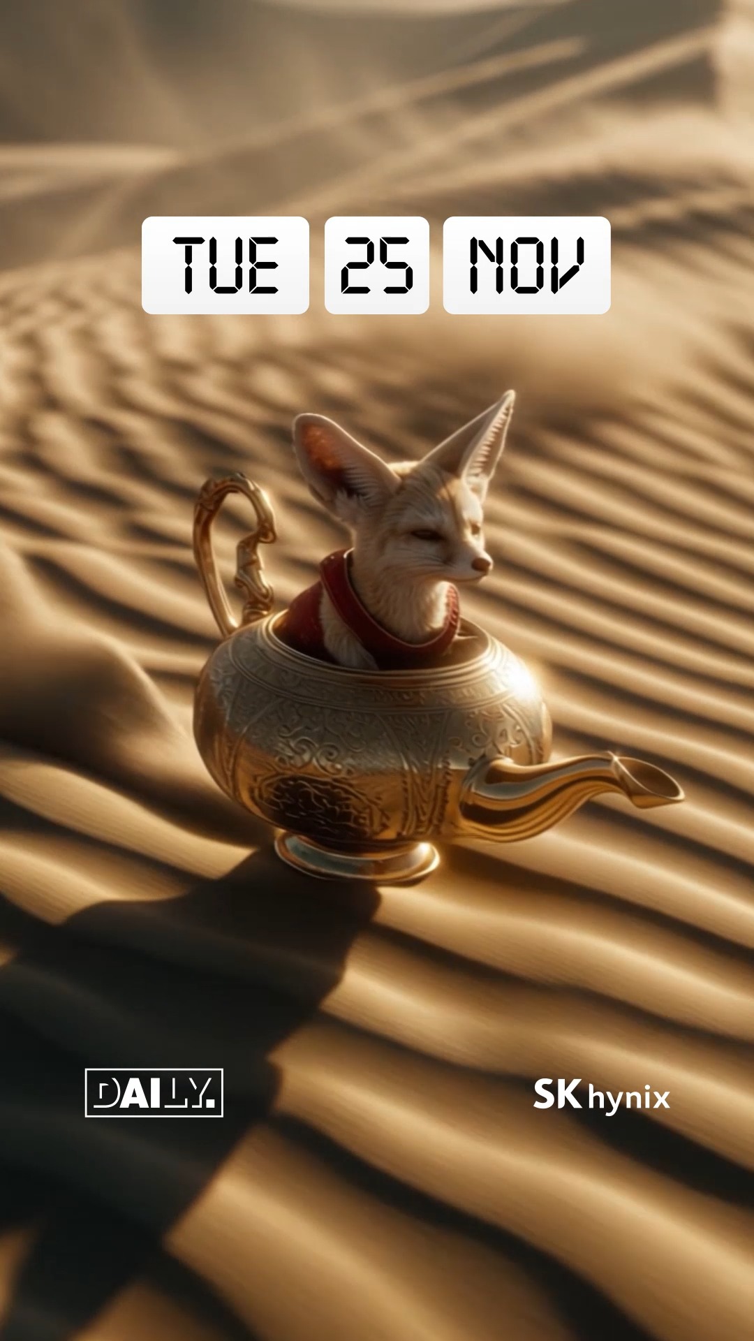 이 요술램프 하나면 소원이 이루어져!

FULL STACK AI MEMORY CREATOR SK하이닉스 소식이 궁금하다면, SK하이닉스 공식계정(@skhynix_official)을 팔로우 해주세요 👏👏

*생성형 AI를 활용해 제작하였습니다.

#SK하이닉스 #DAILY #AI #AI메모리 #라이딩 #RIDING #사막 #요술램프 #지니 #소원