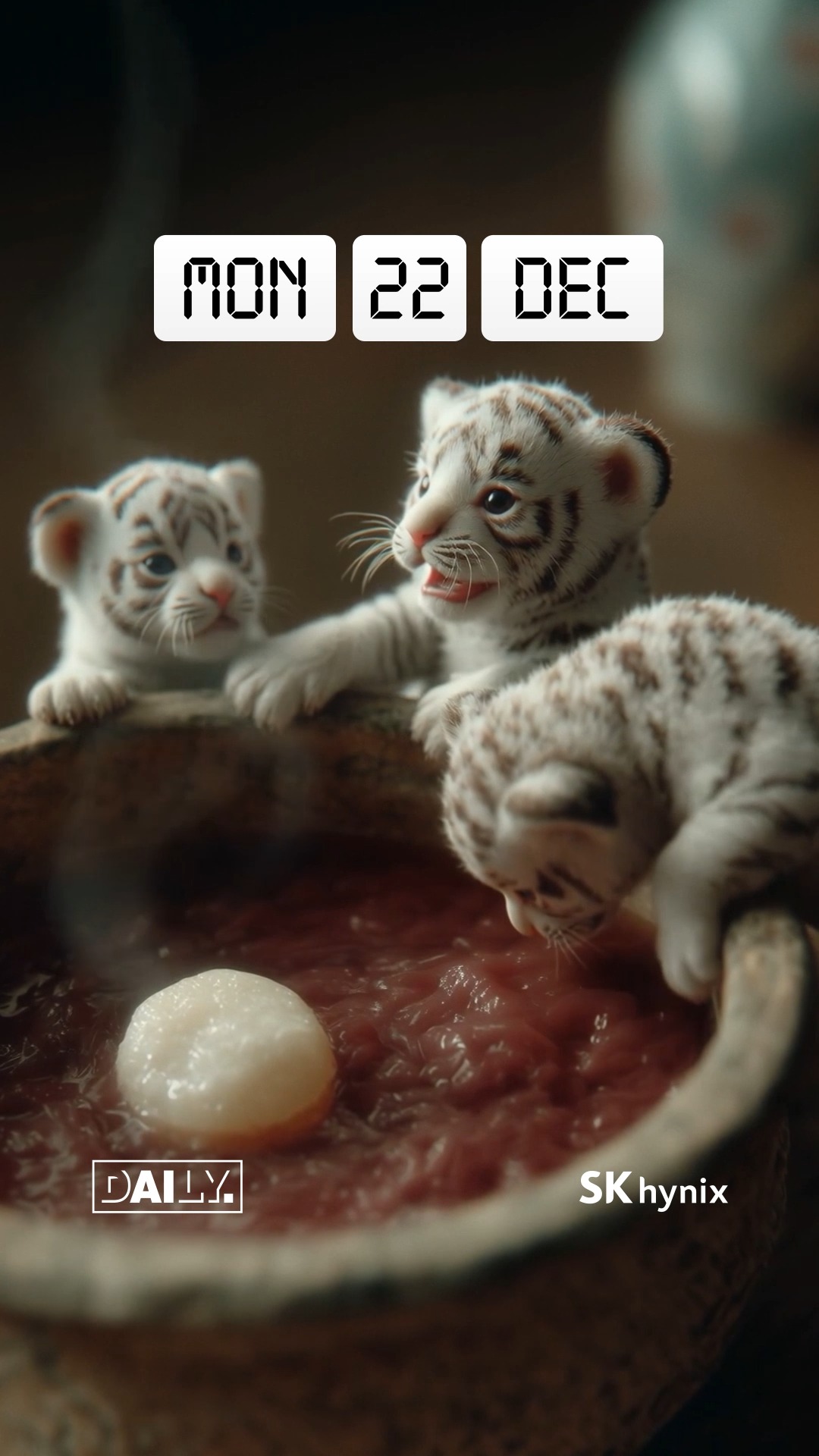 동지에는 팥죽이지!

FULL STACK AI MEMORY CREATOR SK하이닉스 소식이 궁금하다면, SK하이닉스 공식계정(@SKHYNIX_OFFICIAL)을 팔로우 해주세요 👏👏

*생성형 AI를 활용해 제작하였습니다.

#SK하이닉스 #DAILY #AI #AI메모리 #미니어처 #MINIATURE #동지 #팥죽 #백호