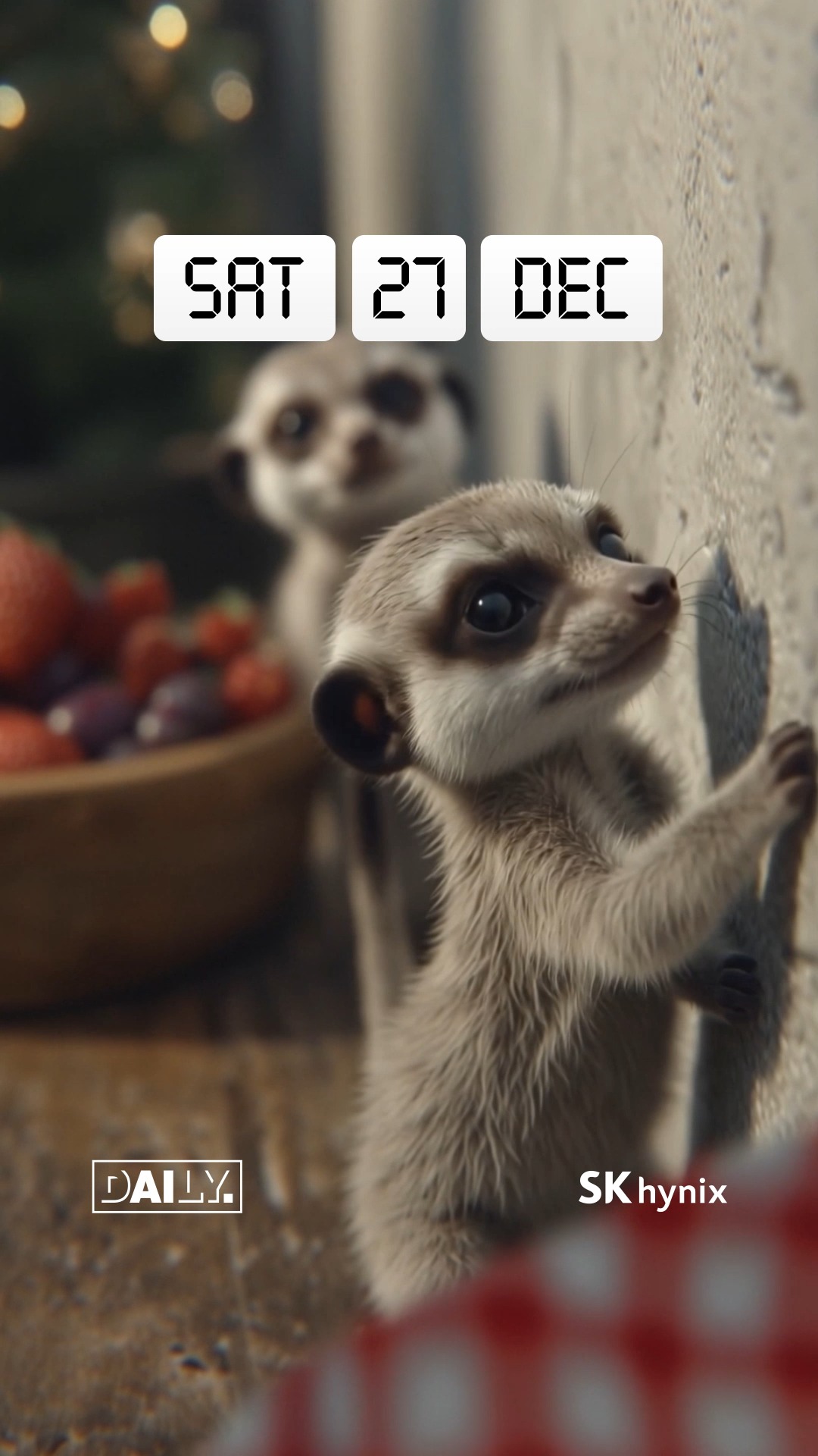 쉿, 과일 훔친 건 비밀로 해줘..!

FULL STACK AI MEMORY CREATOR SK하이닉스 소식이 궁금하다면, SK하이닉스 공식계정(@SKHYNIX_OFFICIAL)을 팔로우 해주세요 👏👏

*생성형 AI를 활용해 제작하였습니다.

#SK하이닉스 #DAILY #AI #AI메모리 #미니어처 #MINIATURE #미어캣 #과일도둑